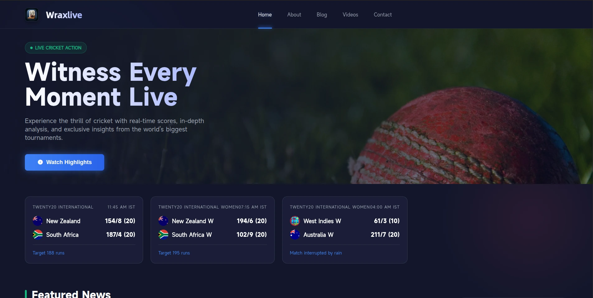 WraxLive – Cricket Live Score Platform